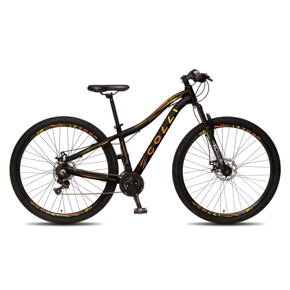 Bicicleta Colli Eudora Disco Câmbio Traseiro Shimano Aro 29 Aero Freios a Disco Preto Laranja Neon - Sports & Outdoors