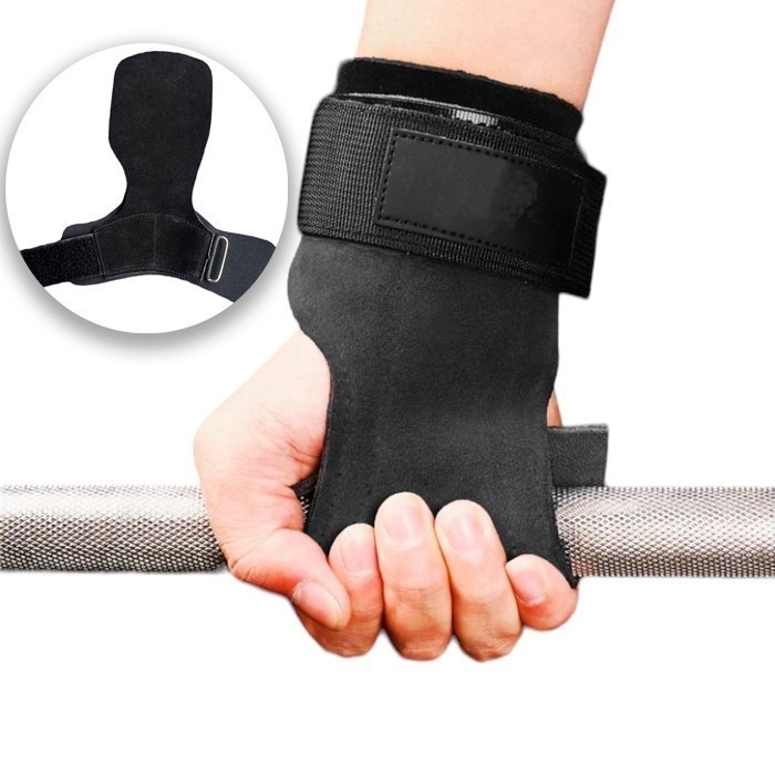 Par Luva Hand Grip 100% Couro Legitimo sem furo com Neoprene para Crossfit e Academia Par
