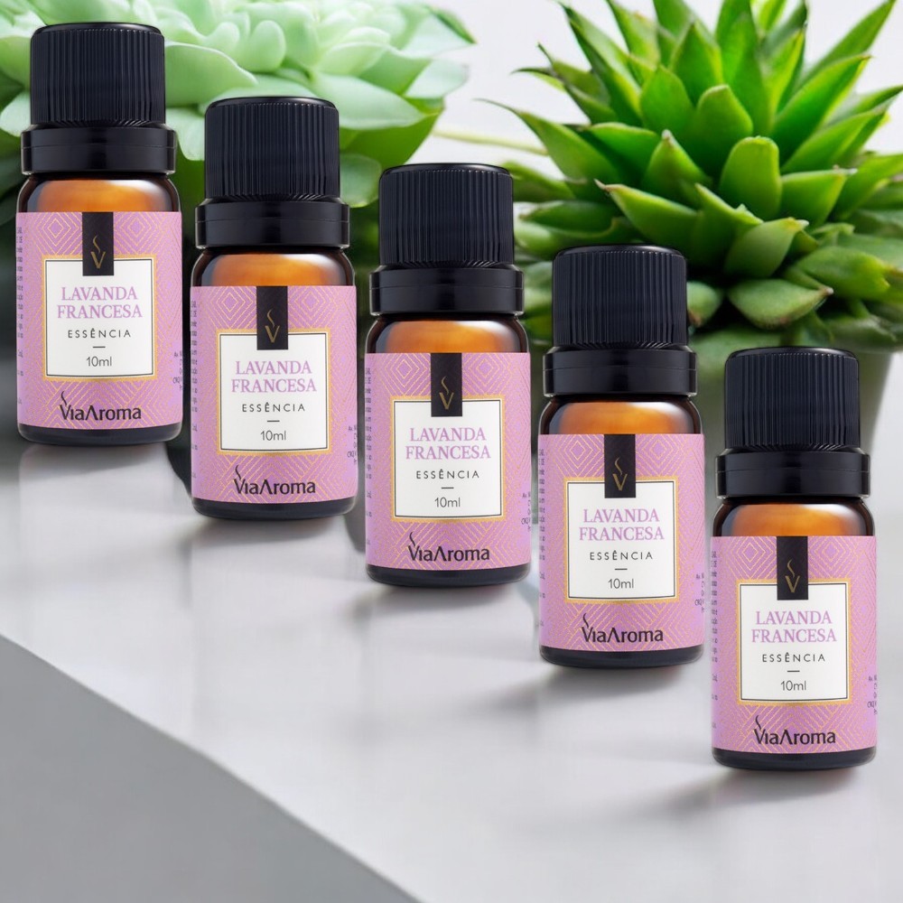 Kit ate 5 Essência Via Aroma - 10ml aroma Lavanda Francesa