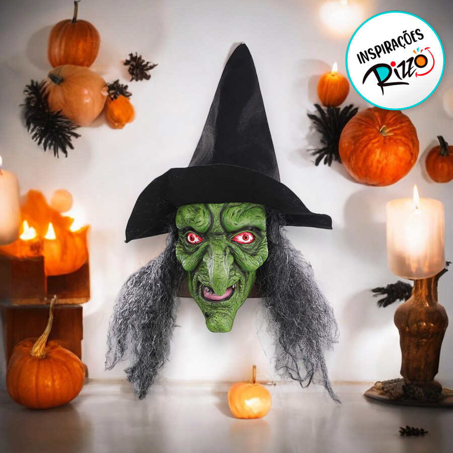 Máscara de Halloween - Bruxa Velha - 70cm - 1 unidade - Cromus - Rizzo — imagem 2 de 2