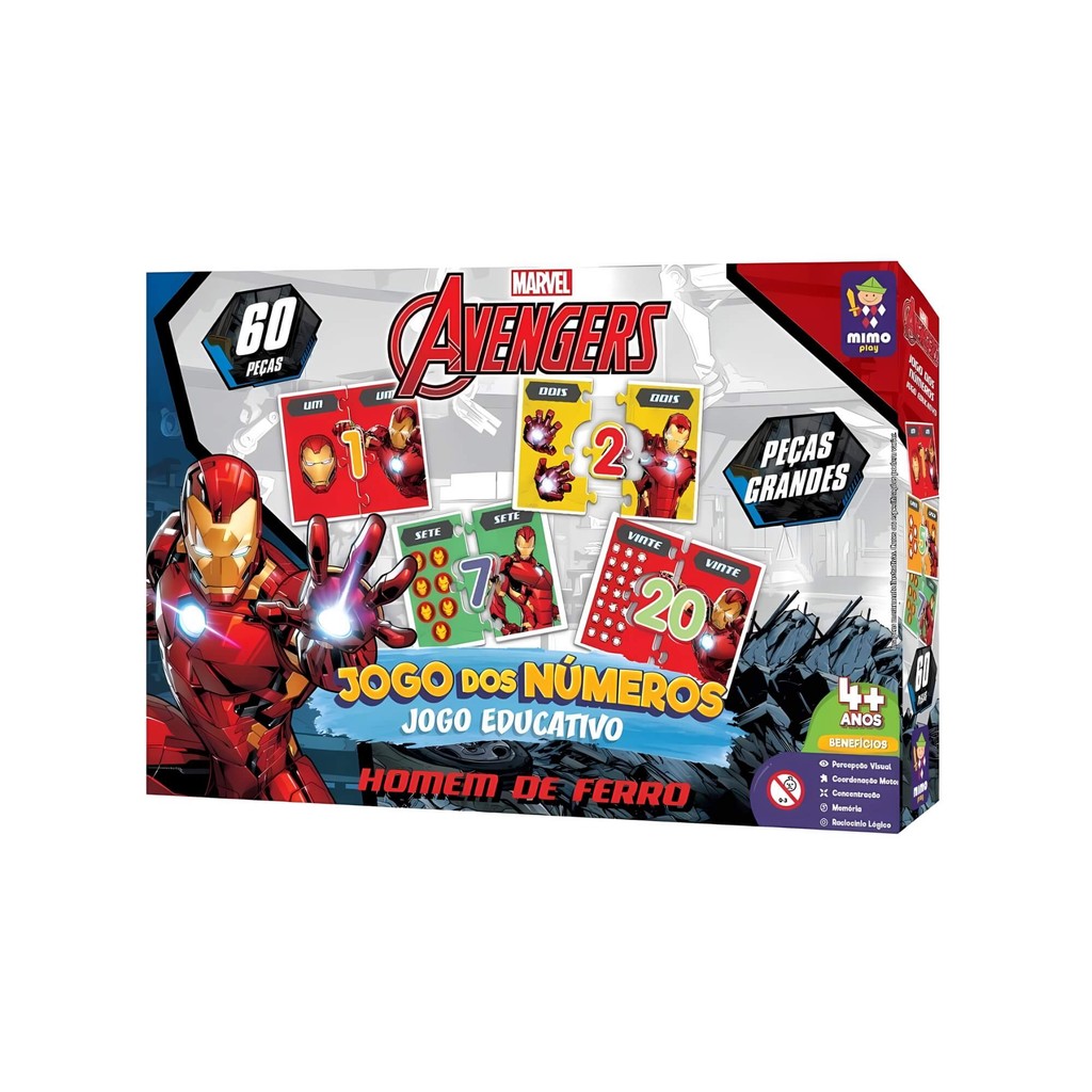 Jogo Educativo dos Números Homem de Ferro Avengers Mimo Toys Desenvolvimento Infantil Super Herói em Oferta na Shopee