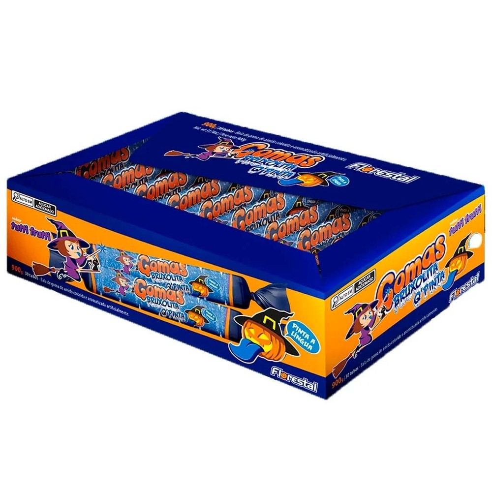 Bala de Goma Tubo Bruxolita Pinta Lingua Halloween c/30 - Florestal