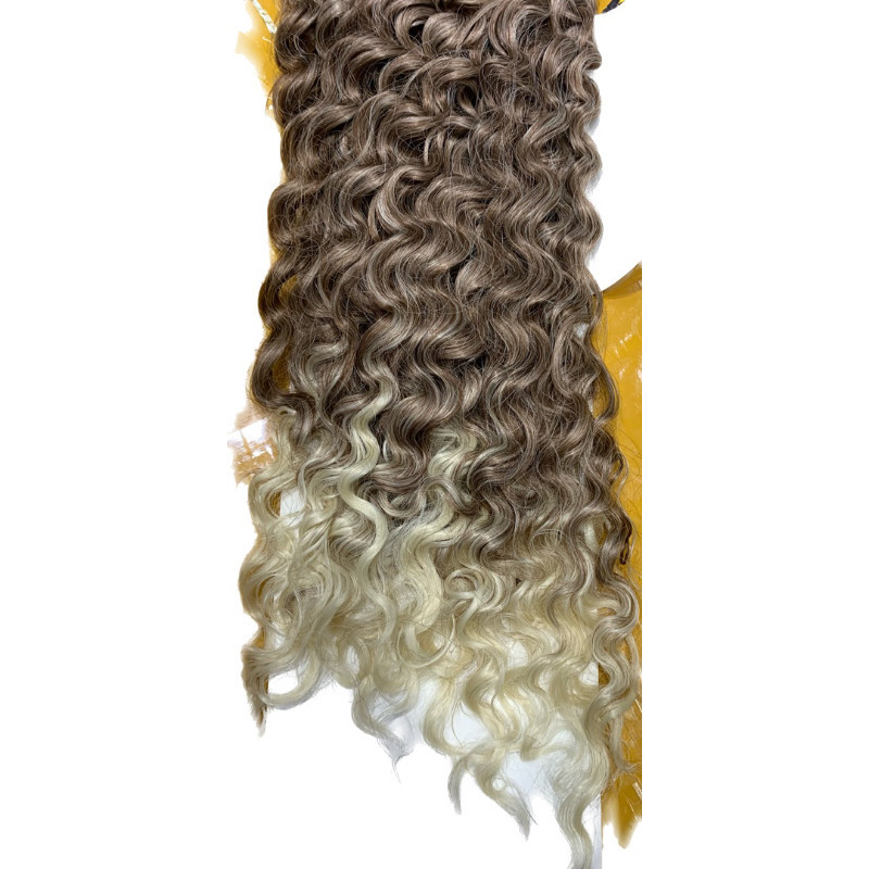 Detalhes do Cabelo Aplique Tic Tac Cacheado 120 Gramas 60cm - Ombre Loiro Esfumado Cacheado (f:12t613)