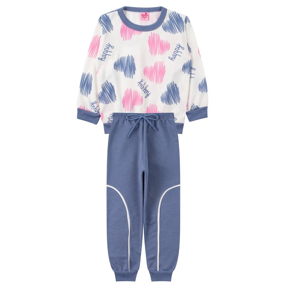 Conjunto Infantil Feminino Moletom Sublimado Peluciado/Moletom Peluciado Happy - Menina Doce