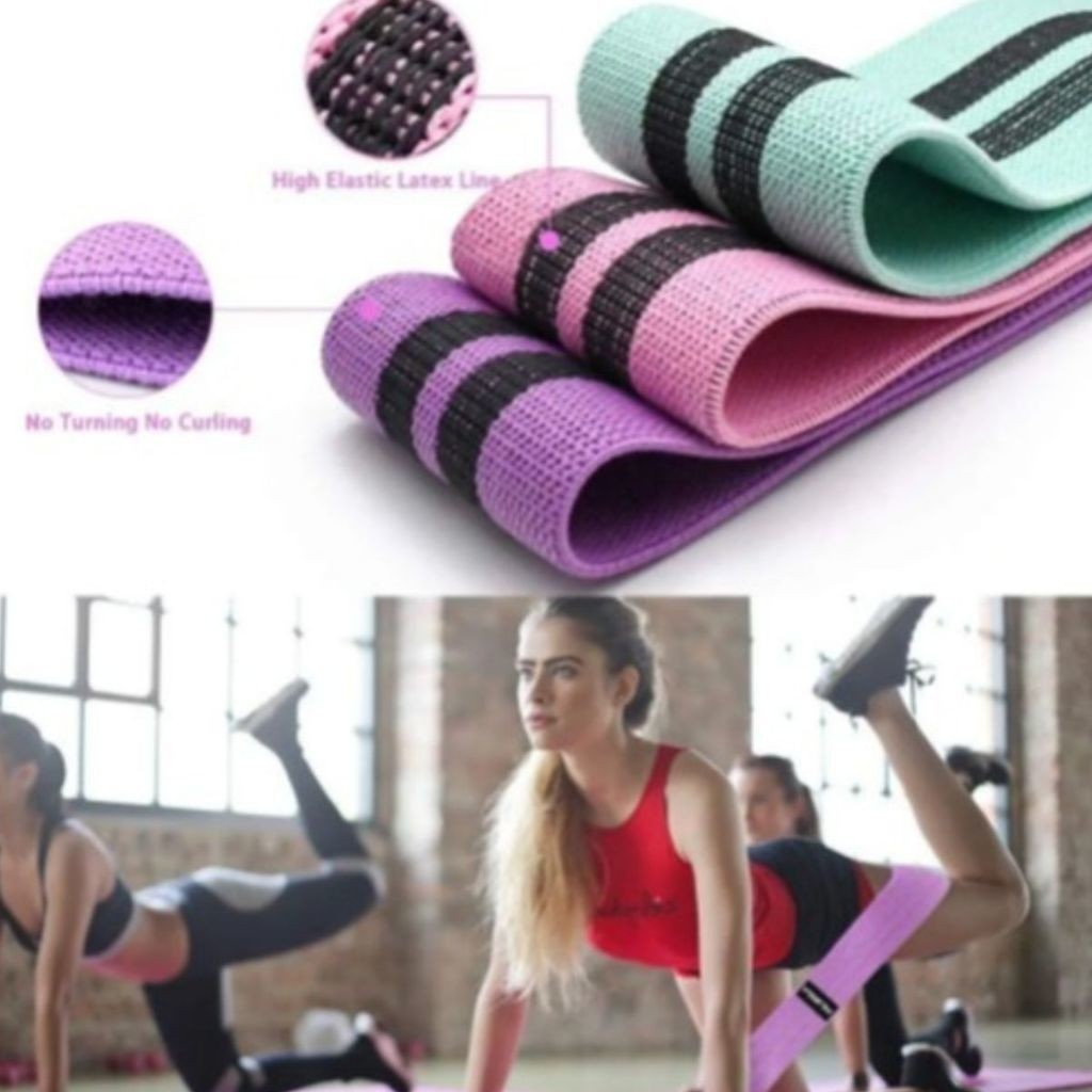 kit 3 Faixas Elástica de Resistência para yoga Pilates Treino Academia MING
