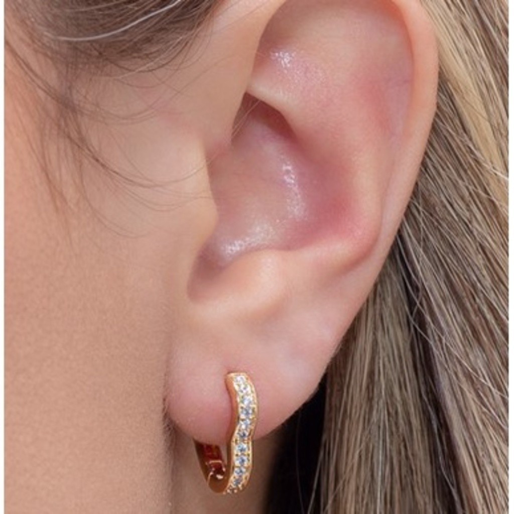 Um par Argolas de Brincos Pequeno Folheados com Strass Alta Qualidade strass Lindo