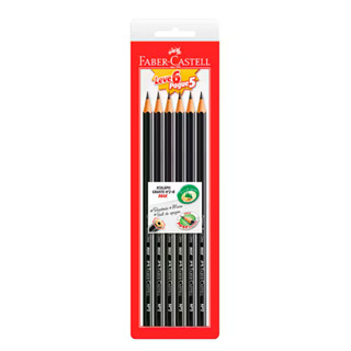 Lápis preto NR 2 Sextavado SM/1205SL6P5 com 6 unidades Faber-Castell em Oferta na Shopee