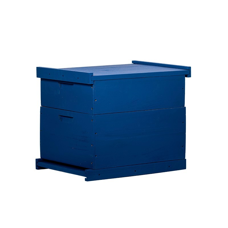 Caixa Para Abelhas Padrão Langstroth Em Eucalipto Com 1 Melgueira Com Quadros Com Arame Cor Azul