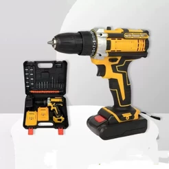 Furadeira e Parafusadeira de Impacto Sem Fio 21V Recarregáveis 2 Baterias Com Maleta e Acessórios 28pcs Completo--5631