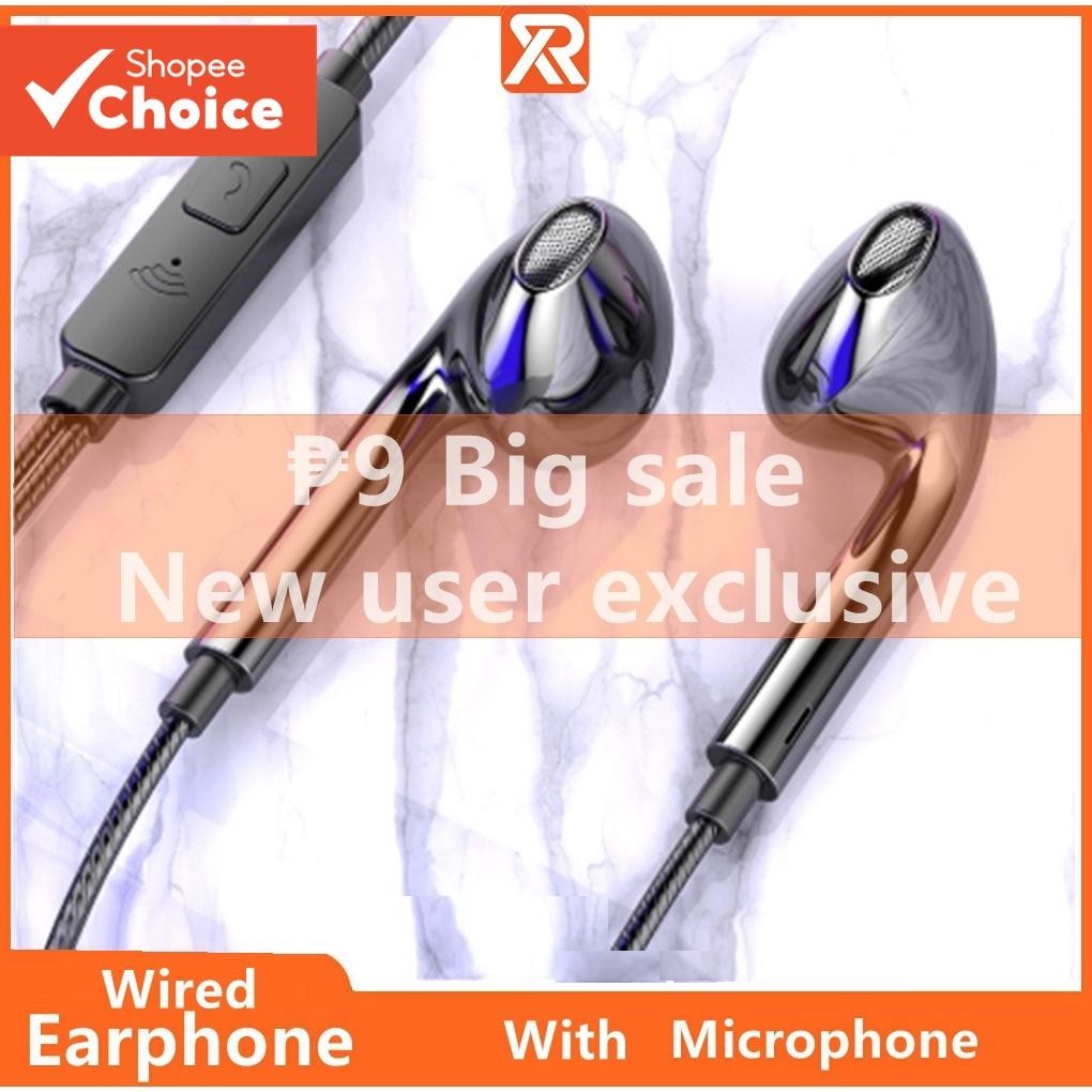 XINRAN Fones De Ouvido Com Fio Cancelamento De Ruído Intra-Auriculares Controle De Volume Microfone Som Estéreo HD Chama