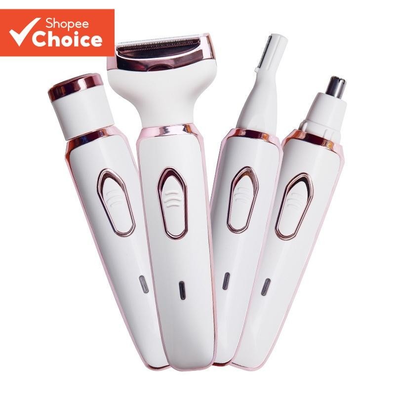 Barbeador Elétrico Feminino : Aparador De Biquíni Indolor + Kit De Rosto E Sobrancelha-Conjunto Portátil Para Presente