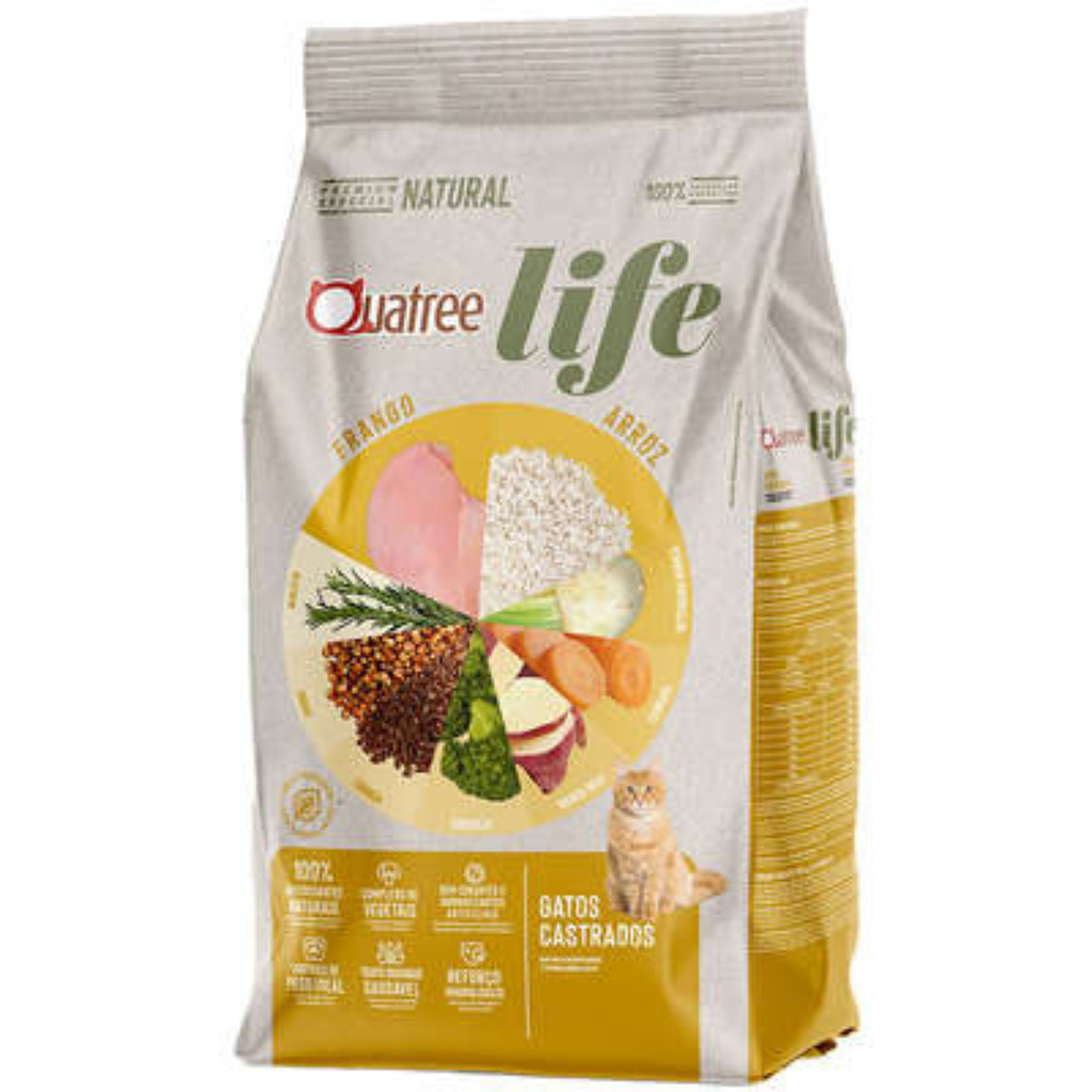Ração Quatree Life Pra Gatos Castrados 10,1Kg Sabor Frango em Oferta na Shopee