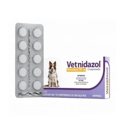 Vetnidazol 300mg Para Cães Com 10 Comprimidos - Vetnil
