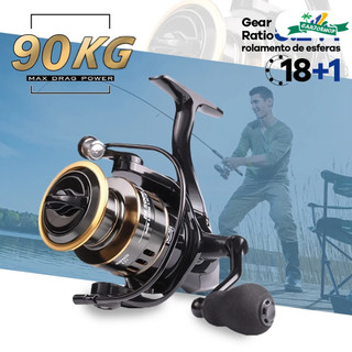 Molinete HE Série 1000-7000 Carretel em Metal Empunhadura EVA 10kg Limite Marítimo Oceânico