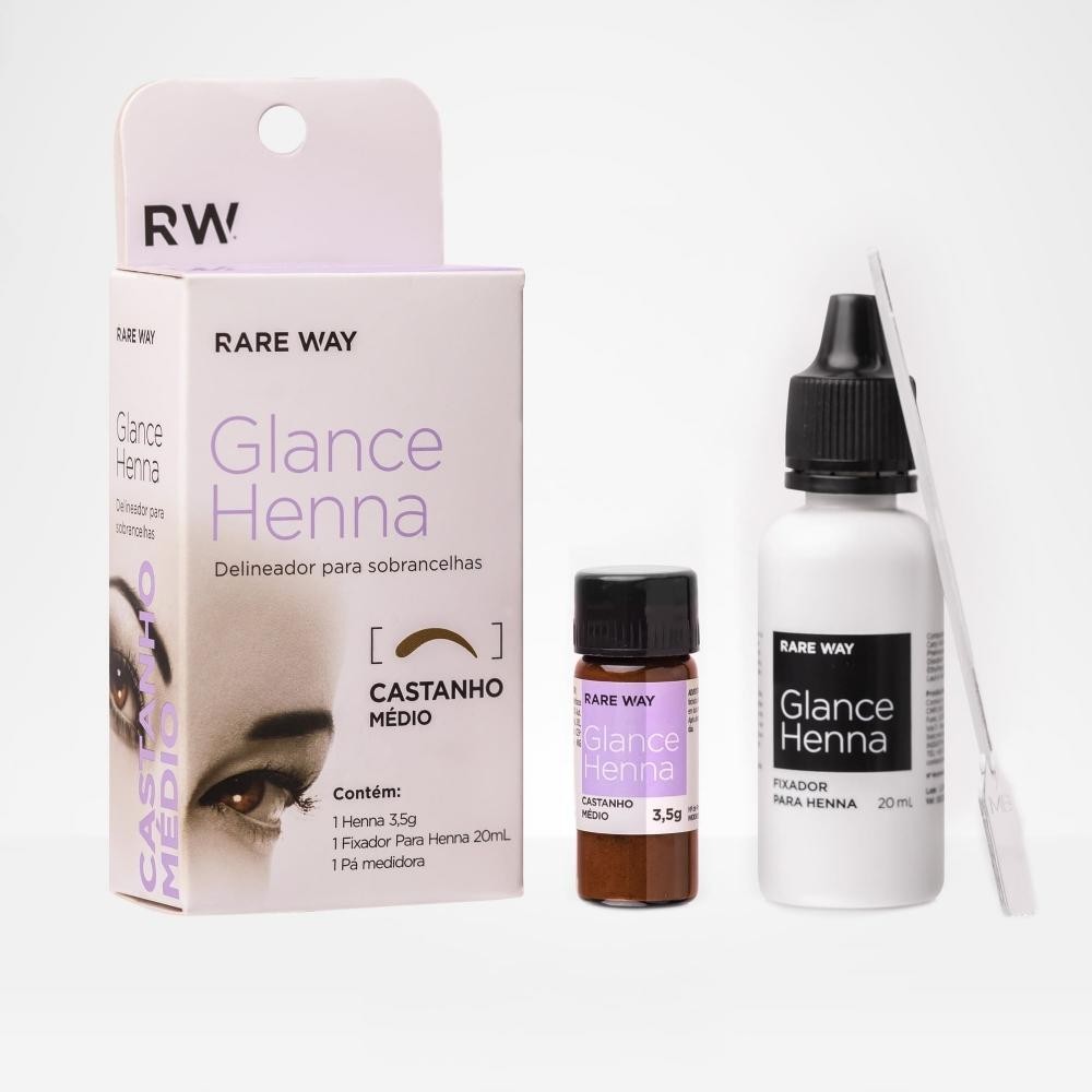 Henna para Sobrancelhas Glance Castanho Médio 3,5g - Rare Way - Beauty