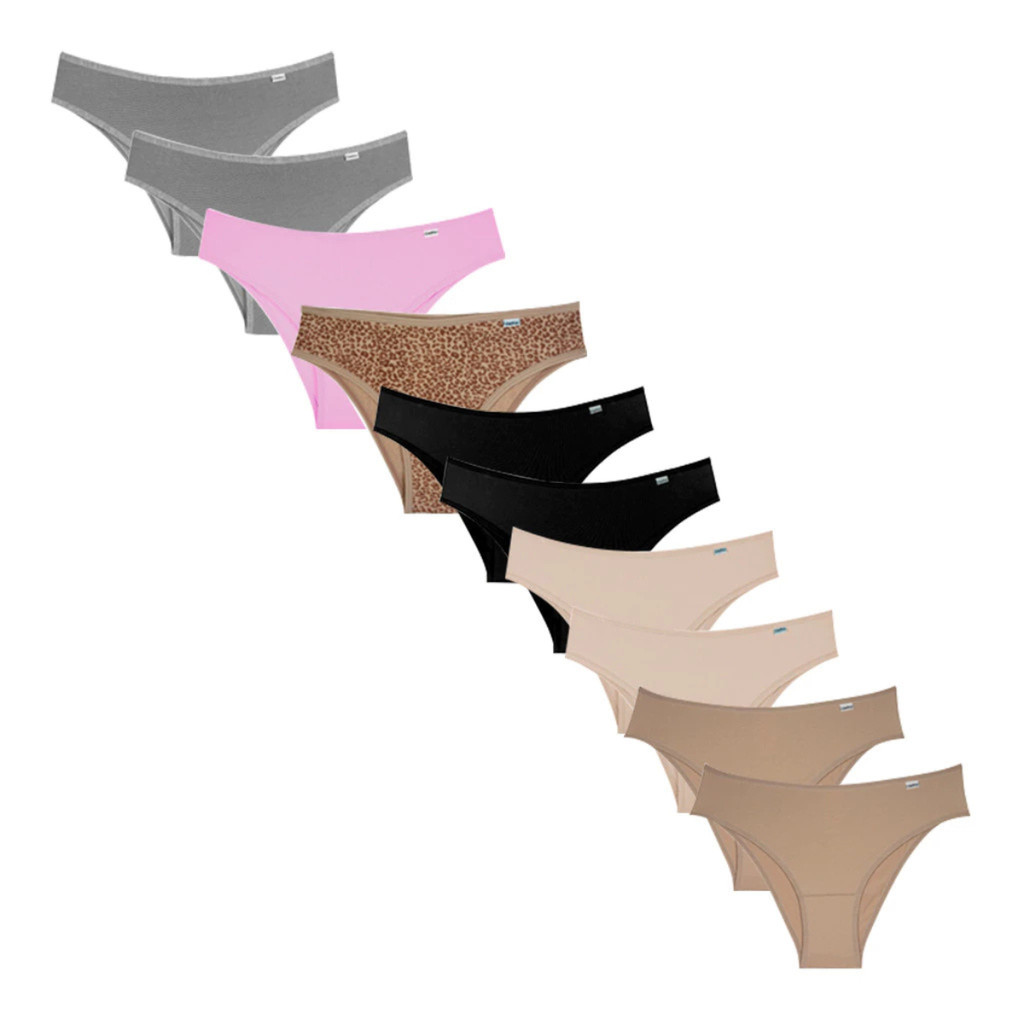 Kit 10 Calcinhas Biquíni Adulto Microfibra DelRio em Oferta na Shopee