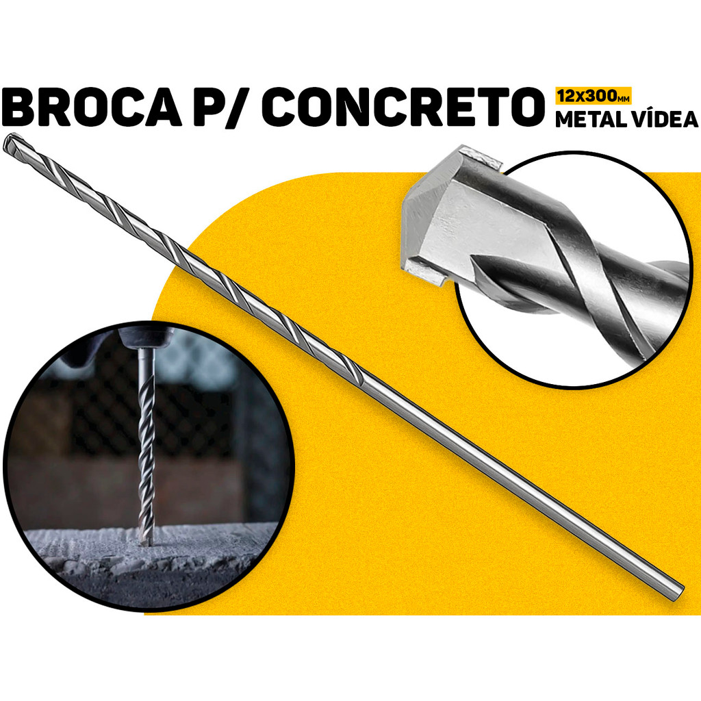 Broca 12x300mm Fertak P/ Concreto E Parede Aço Reforçada Perfuração Concreto Longa Profissional em Oferta na Shopee