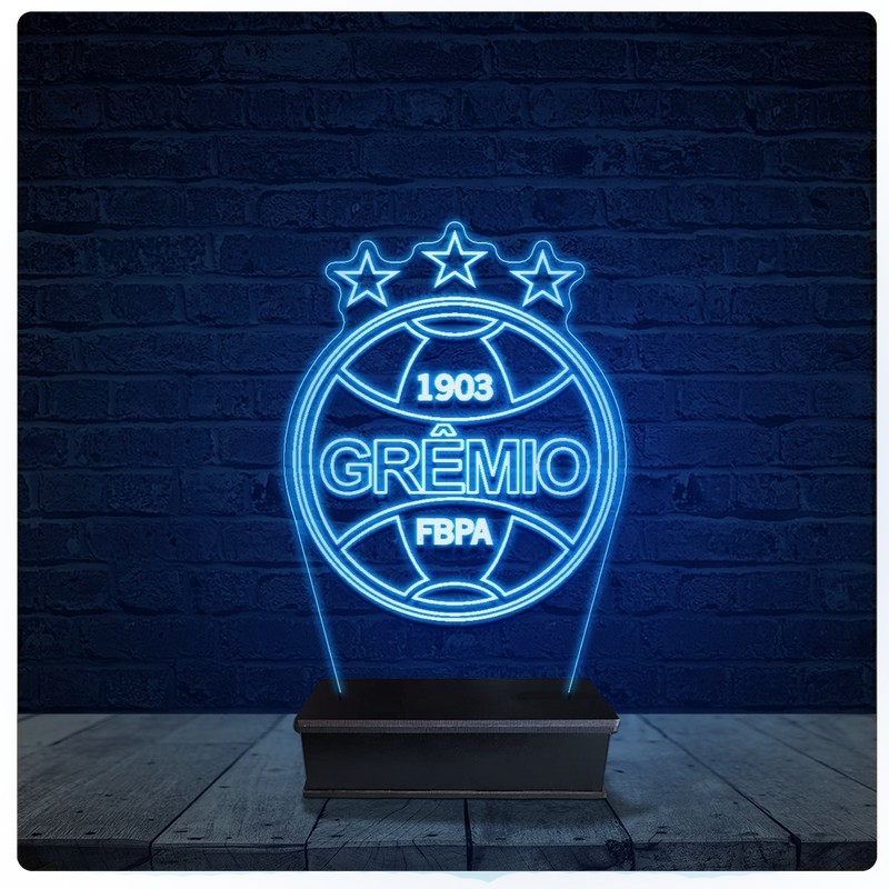 Luminária Led Acrilico Abajur - Grêmio Time Futebol 10
