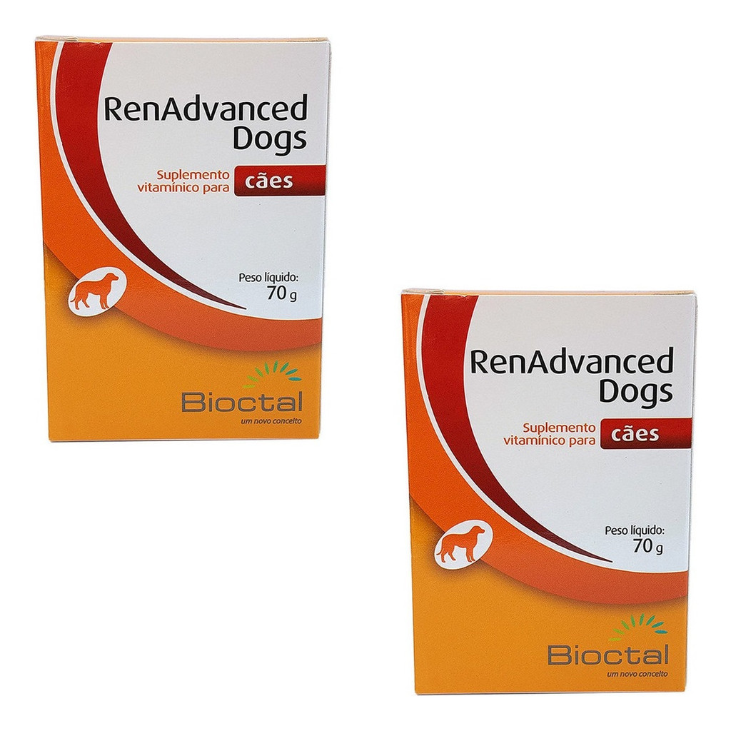 Kit 2 Suplemento Vitamínico Bioctal RenAdvanced Dogs Tratamento Renal - 70 g