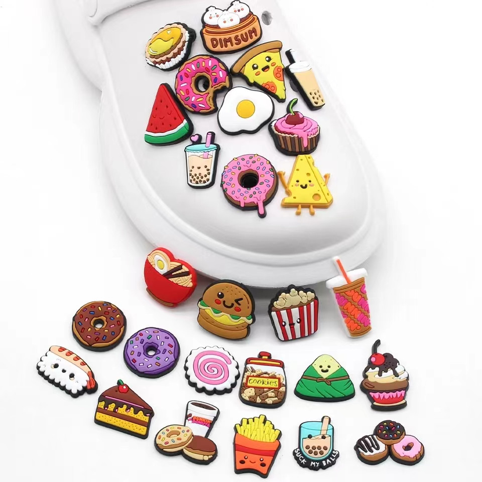 MEIDJ Encantos De Sapato 27 Estilos De Decorações Dos Acessórios Da Série Food Com Botões