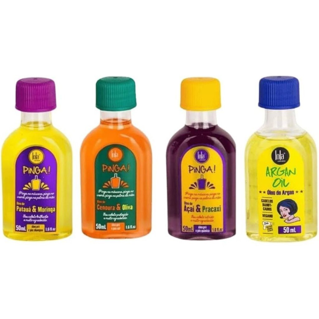 Lola Cosmetics Oleo Argan 50ml & Trio De Oleo Pinga 50ml - 4 Unidades em Oferta na Shopee