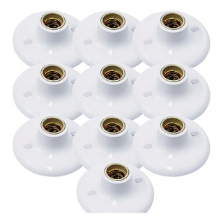 Kit 10 Plafon Suporte Lâmpadas Redondo Bocal E27 Branco 110v 220v Paflon de teto casa cozinha