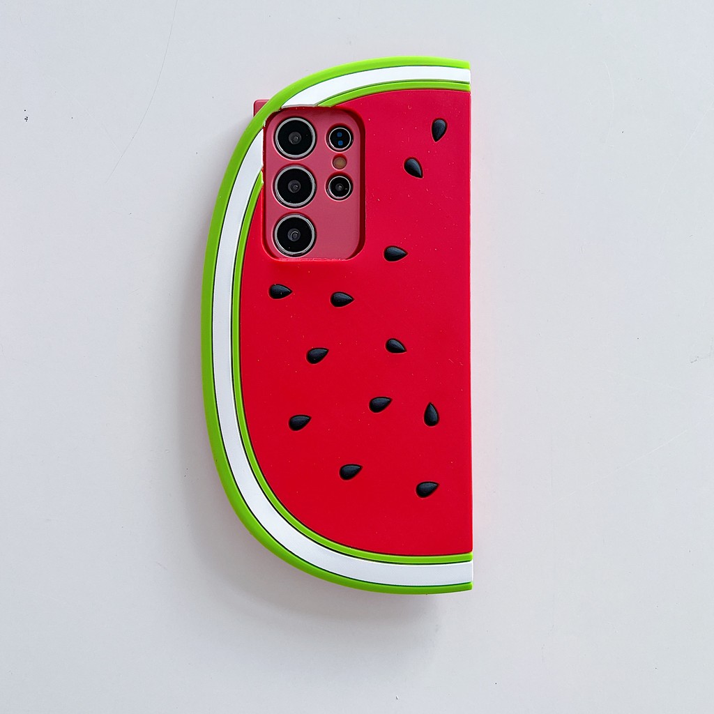 Melancia 3D Silicone Macio + Capa De Telefone TPU Para Samsung Galaxy S26 S25 S24 S23 S22 S21 S20 Ultra S24FE A55 A35 A2