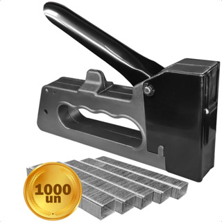 Grampeador Tapeceiro Alta Pressão Manual + 1000 Grampos 8mm em Oferta na Shopee