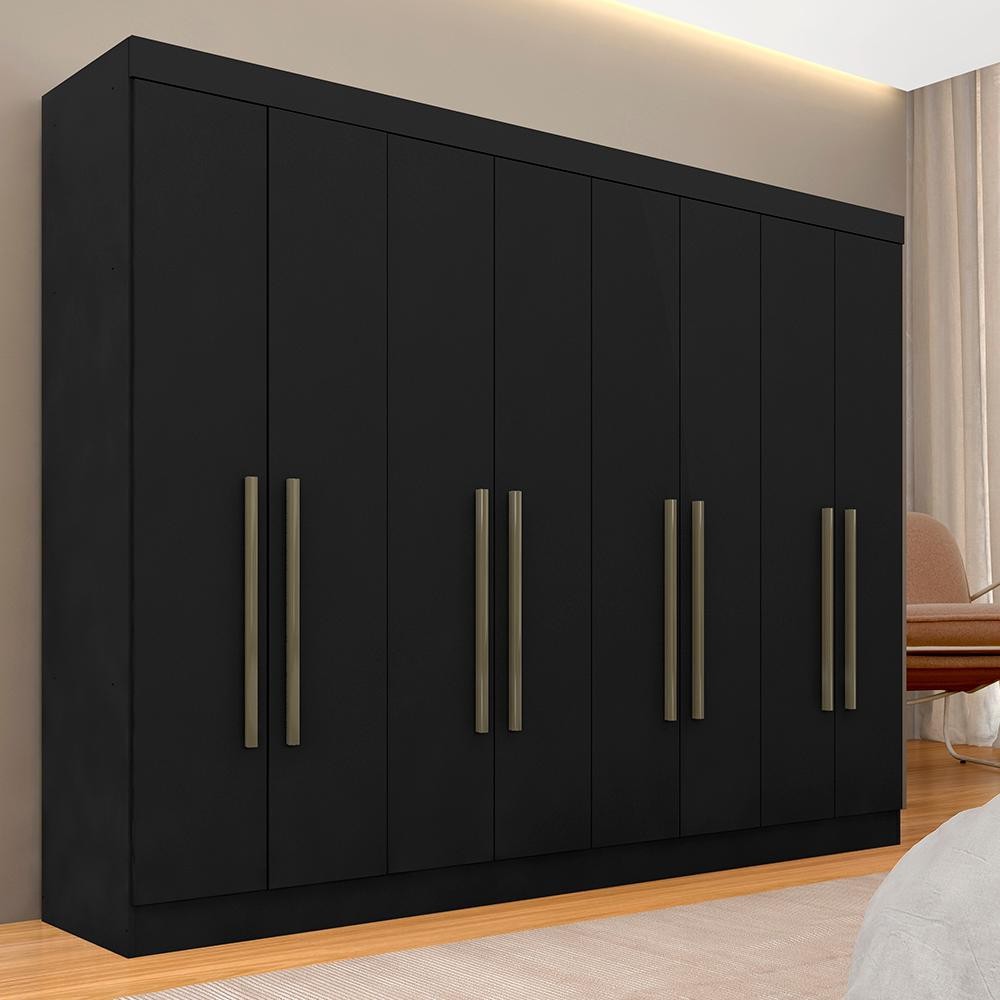 Guarda Roupa Casal 8 Portas Natasha Preto - Móveis Arapongas - Home & Living