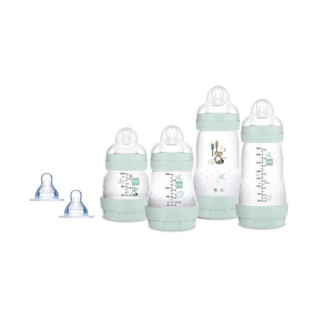 Kit 4 Mamadeiras + 2 Bicos Extras Easy Start Azul - MAM em Oferta na Shopee