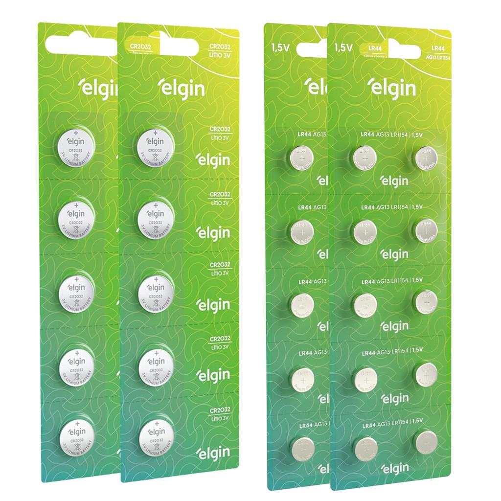 Kit 10 Baterias Pilha Cr2032 20 Baterias Pilhas Lr44 Elgin em Oferta na Shopee