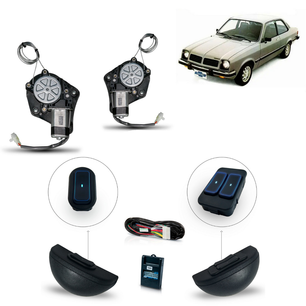 Kit Vidro Eletrico Chevette/Chevy/Marajo s/quebra-vento (1974/1982) Inteligente Ultraled Ambar