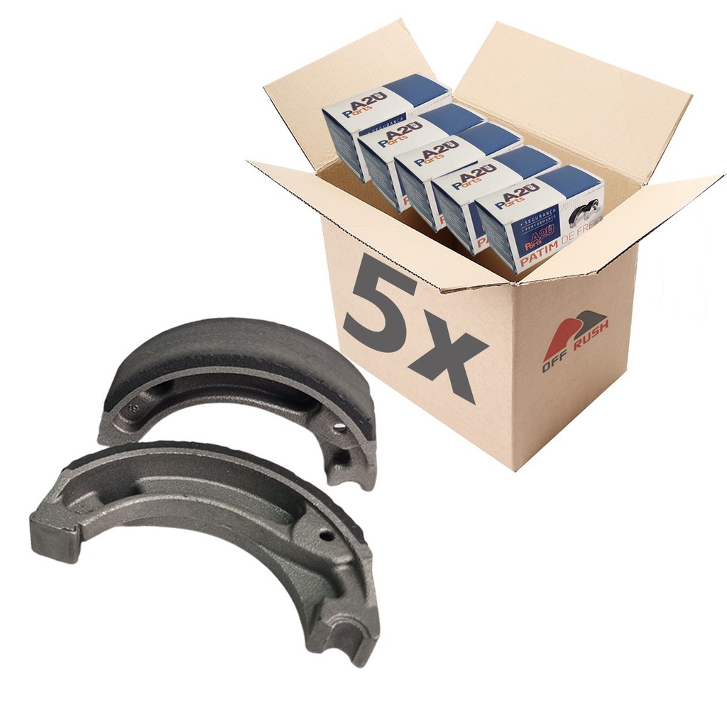 Kit 5 Patins de Freio A2U Parts p/ Biz 100/110/125, Pop 100/110, Bros 125/150, CRF230, XR200