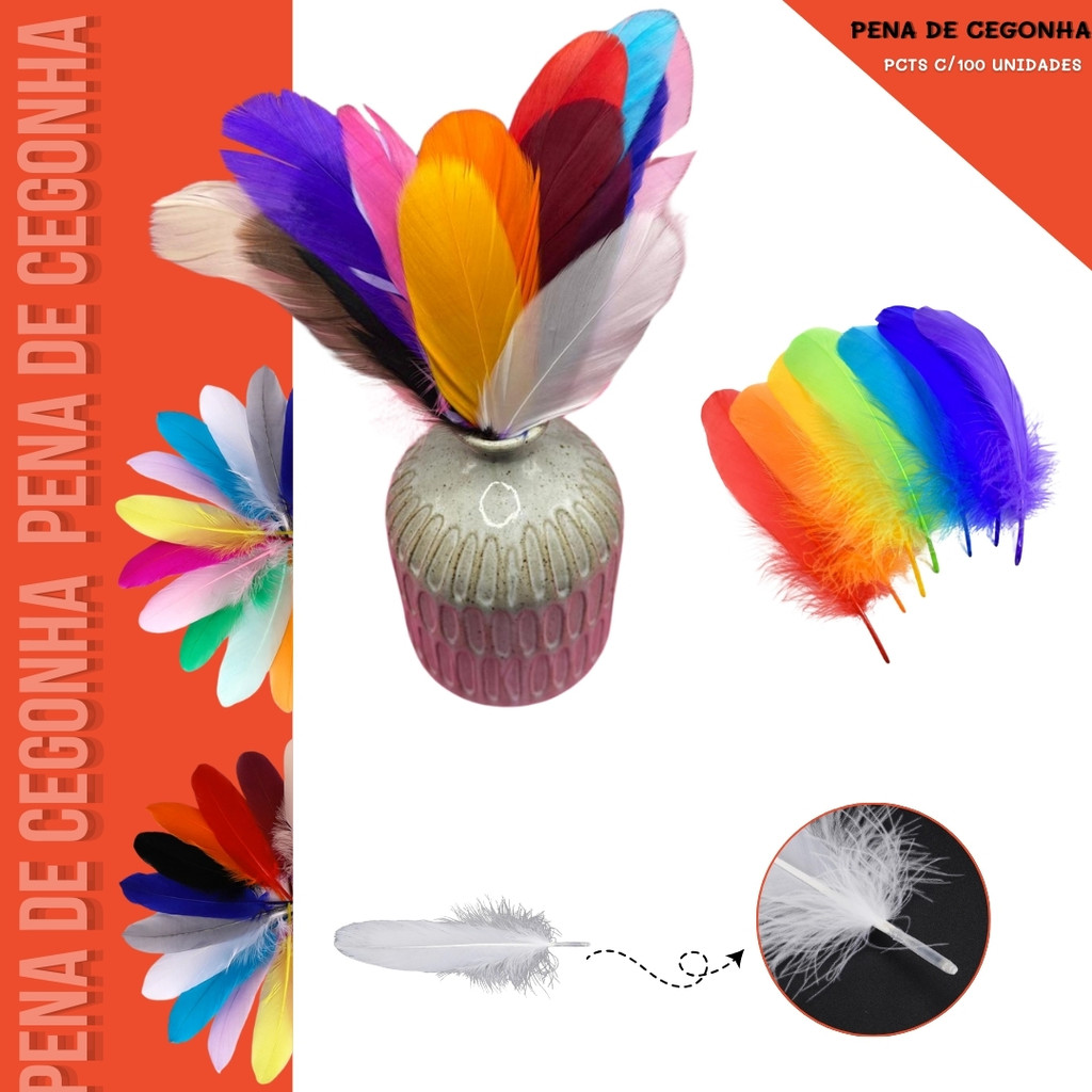 100 Penas de Cegonha Macio - Tam : 15-20cm - Pluma De Cisne Natural Cor:BRANCO — imagem 2 de 2