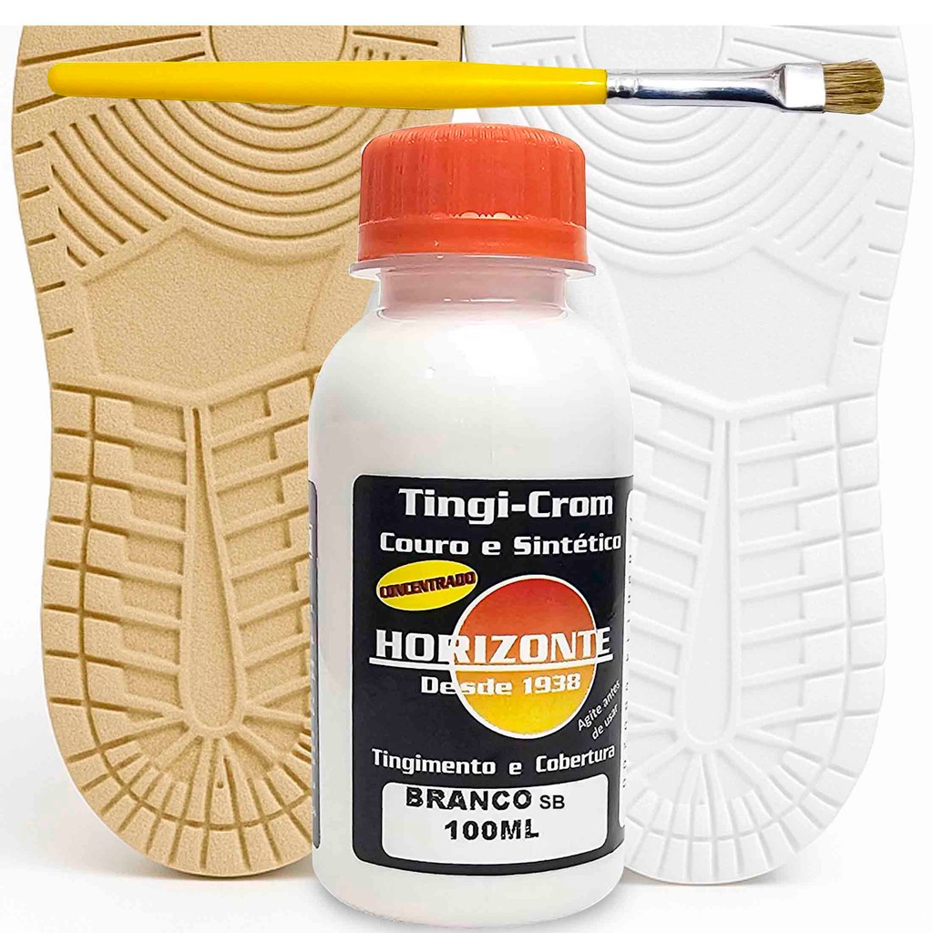 tinta para solado branco borracha de tenis e pincel 100ml
