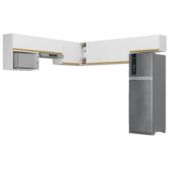 Kit Armário Cozinha Modulada Aéreo Canto 230cm 6 Peças Veneza Multimóveis MP2296