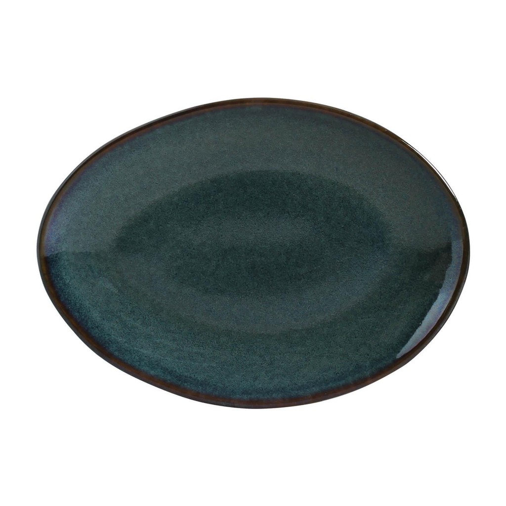 Conjunto com 6 Pratos de Sobremesa Oval Orgânico Oceano 22,5x16,5x2,5cm