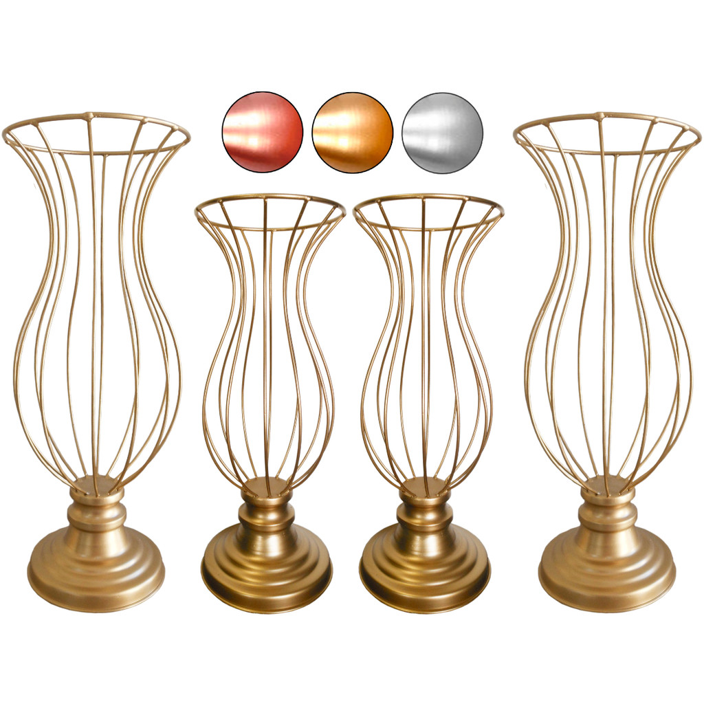 4 Vaso Dourado Armação 45cm e 40cm Para Pedrarias Decoração de Mesa Festa