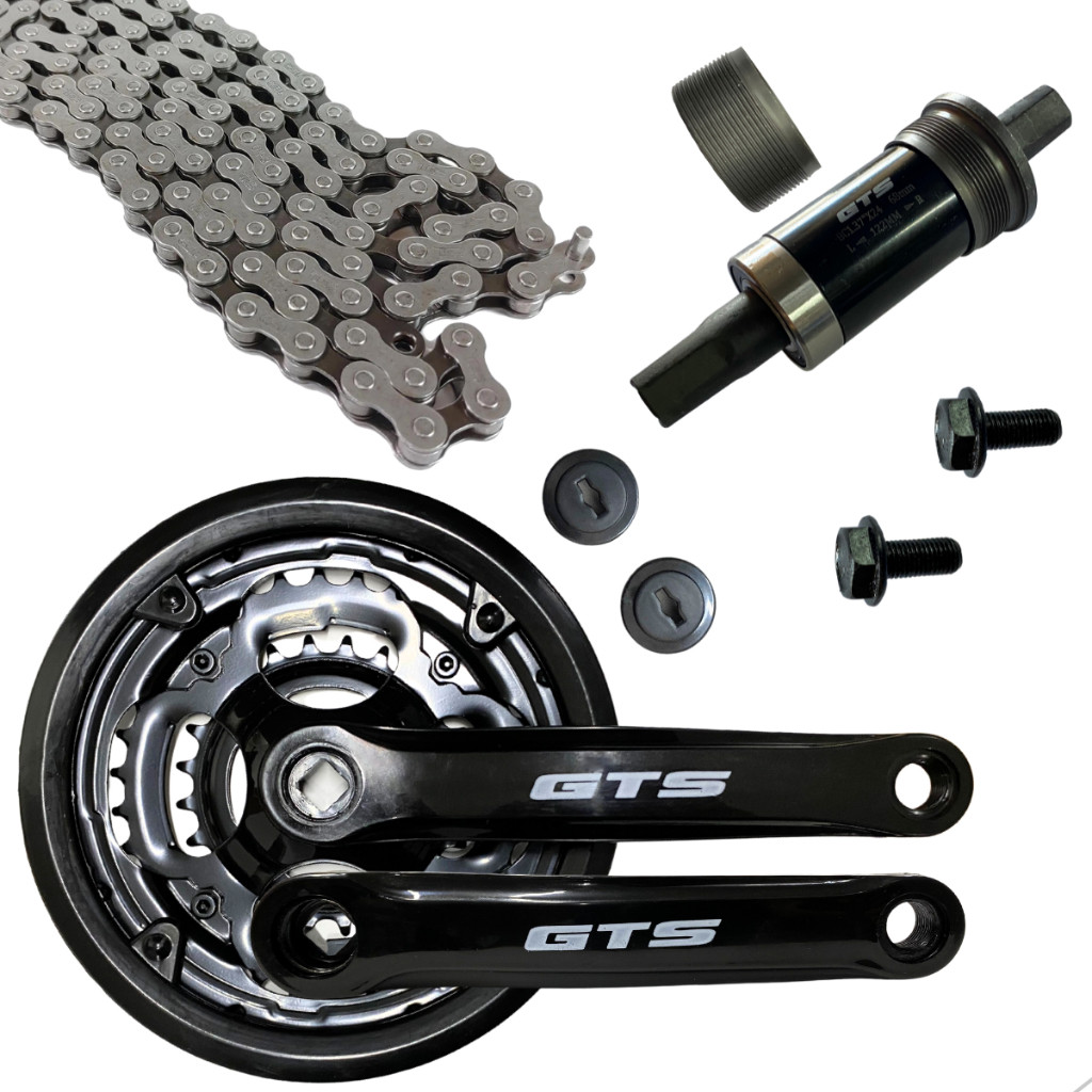 Kit Pedal corrente mov central Pedivela Gts Coroa Tripla Bike Encapado Aro 29, 26 24 Engrenagem 24/34/42