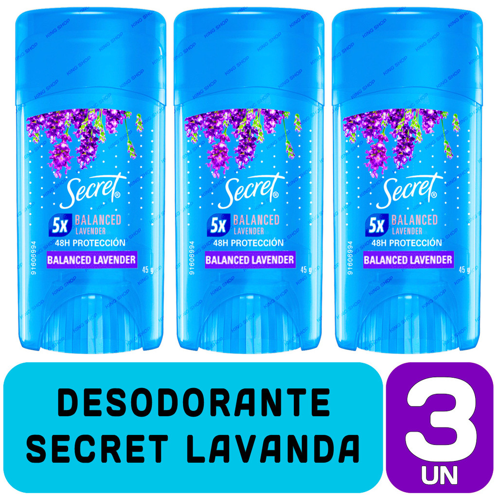 Kit 3 Desodorante Antitranspirante Gel Secret Lavanda Floral Hidratante e Proteção Higiene