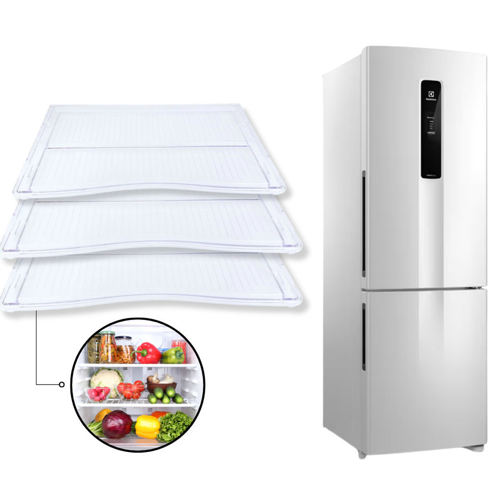 Kit 3 Prateleira Grade Geladeira Electrolux 58X39CM Dc45 Dc46 Dc47 Dc48 Dc49a