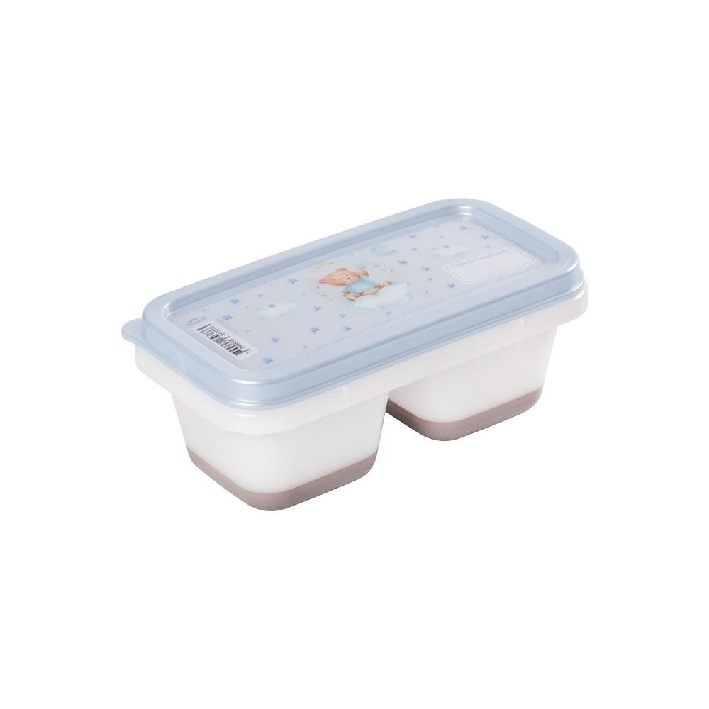Pote Porta Papinha 2 Divisórias Urso Azul Plasútil - Mom & Baby