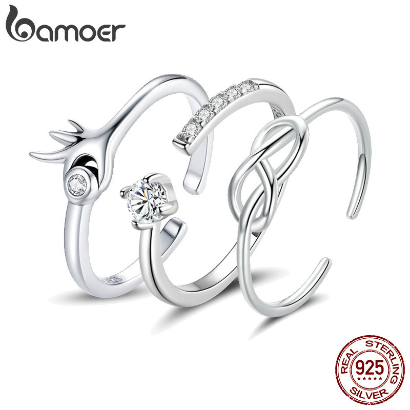 Bamoer 925 Anéis De Prata Sterling Simples Amor Moda Feminina Acessórios De Aniversário SCR935 em Oferta na Shopee