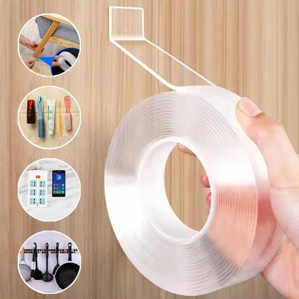 Fita Dupla Face Extra Forte Transparente NanoGel Silicone Adesiva Cola na Parede Móvel Porta