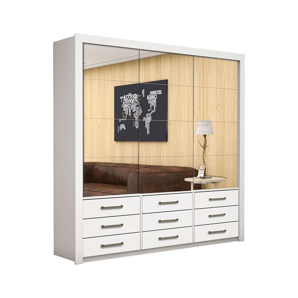 Guarda Roupa Casal Anjos 3 Portas 9 Gavetas Carioca Branco