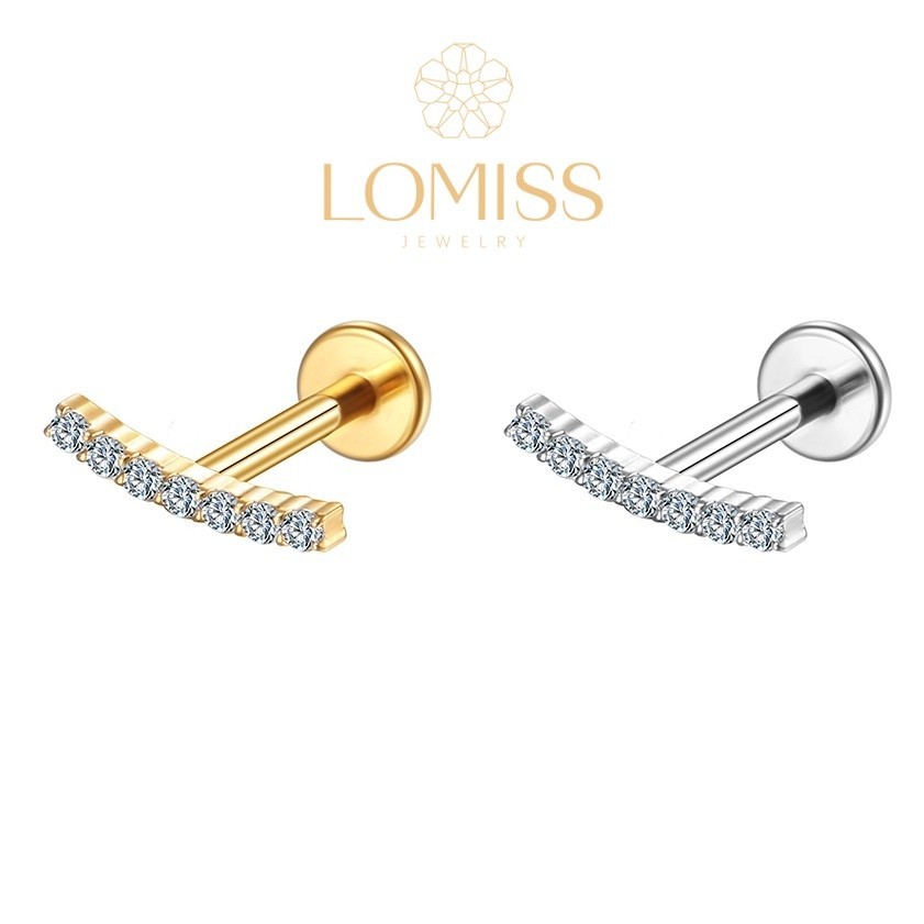 【Lomiss】Piercing Orelha Trágus Helix Labret Aço Cirúgico Pvd Barra Meio Curvo Mini Zircônias em Oferta na Shopee