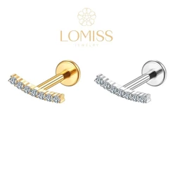 【Lomiss】Piercing Orelha Trágus Helix Labret Aço Cirúgico Pvd Barra Meio Curvo Mini Zircônias