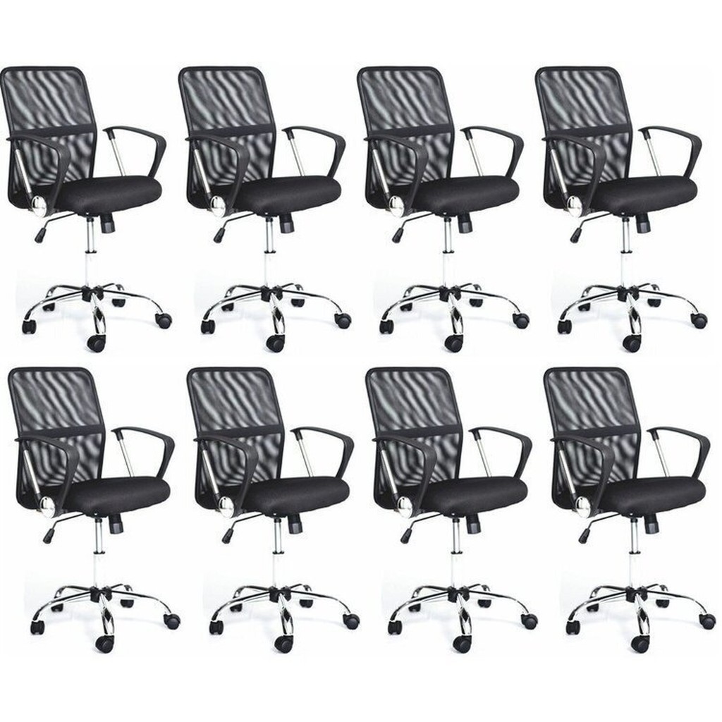 Kit 8 Cadeiras de Escritório Diretor Tela Mesh Comfort Cadeira Diretor