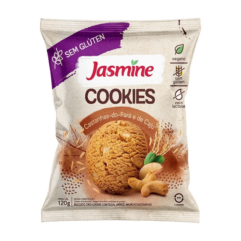 Jasmine Cookie Castanha do Pará e Caju Integral 120g - Food & Beverages
