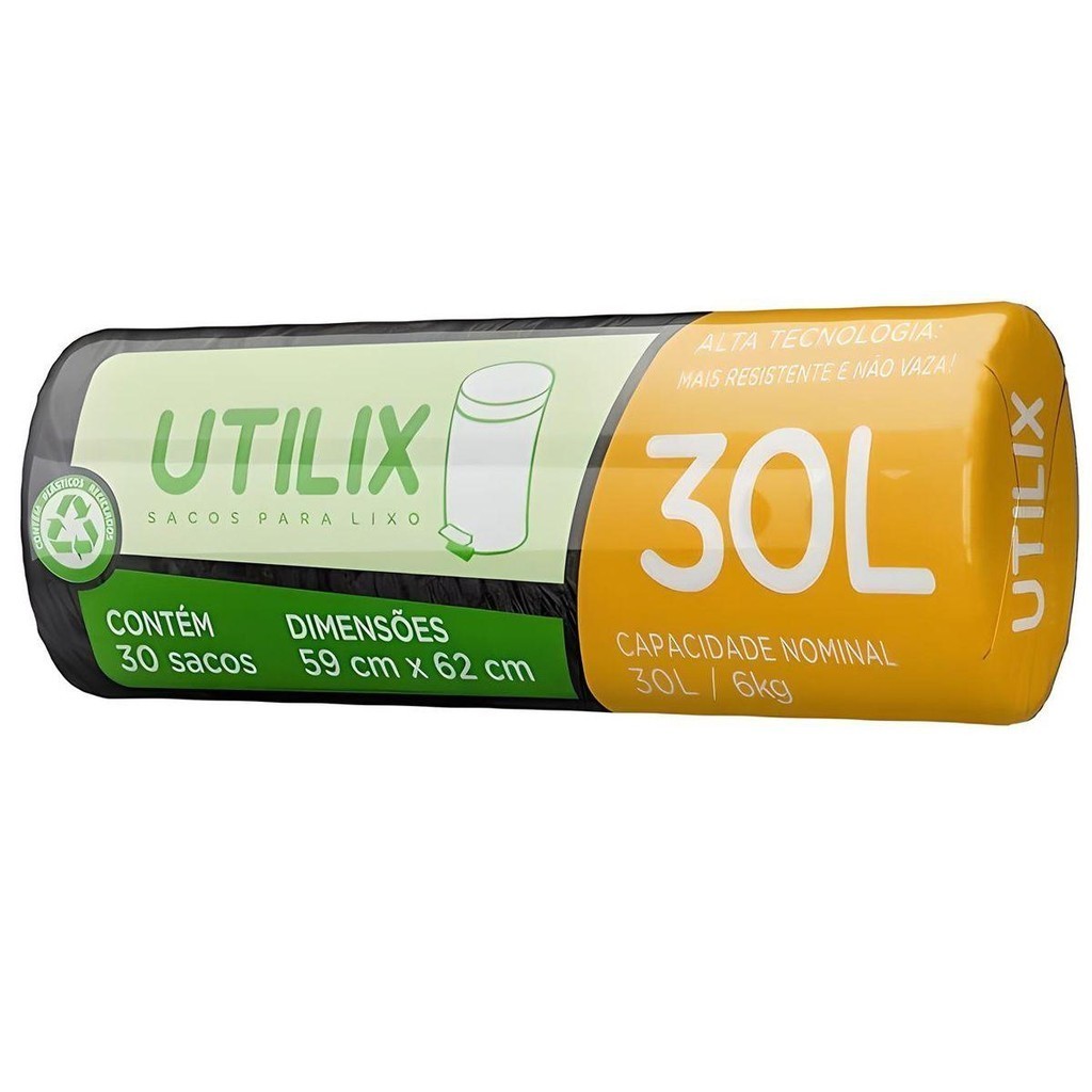 Kit 5 Sacos Para Lixo Preto 30L 30un Utilix - Dover Roll · foto 2